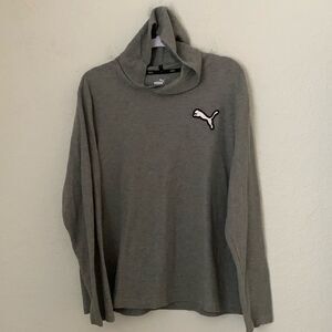 Puma Men’s Sweater Lightweight Gray Hooded Sweatshirt Size XL